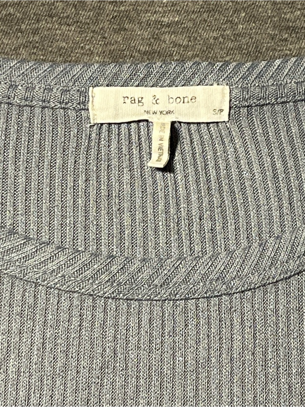 rag & bone Grey Ribbed Knit Long Sleeve Tee - Super Soft Women's Sz S